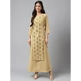 thumbnail image 3 of Janasya Women's Beige Crepe Embellished A-Line Dresses, 3 of 8