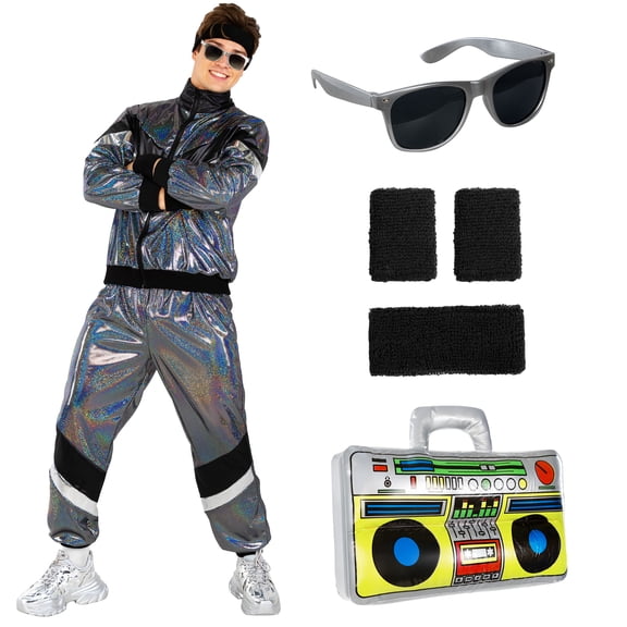 Morph Shiny Tracksuit Silver Adult Halloween Costume For Unisex Silver XX-Large