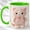 Green, variant on Cute Kitten Coffee Mug, Plush Cat Mug for Girls and Women, Kawaii Pink Cat with Bow Design, Cat Lover Gift for Her, Ceramic 11 Oz Cup