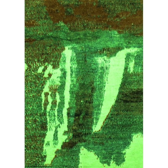 Ahgly Company Indoor Rectangle Abstract Green Modern Area Rugs, 8' x 10'