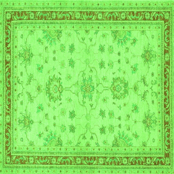 Ahgly Company Indoor Square Oriental Green Traditional Area Rugs, 4' Square