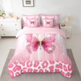 thumbnail image 2 of Manfei Cheetah Pattern 7-Piece Twin Bedding Sets,Leopard Print Kawaii Butterfly Bedding Comforter Set,Pink White Sheet Sets For Girls Kids,Luxury Bedroom Decor Reversible, 2 of 8