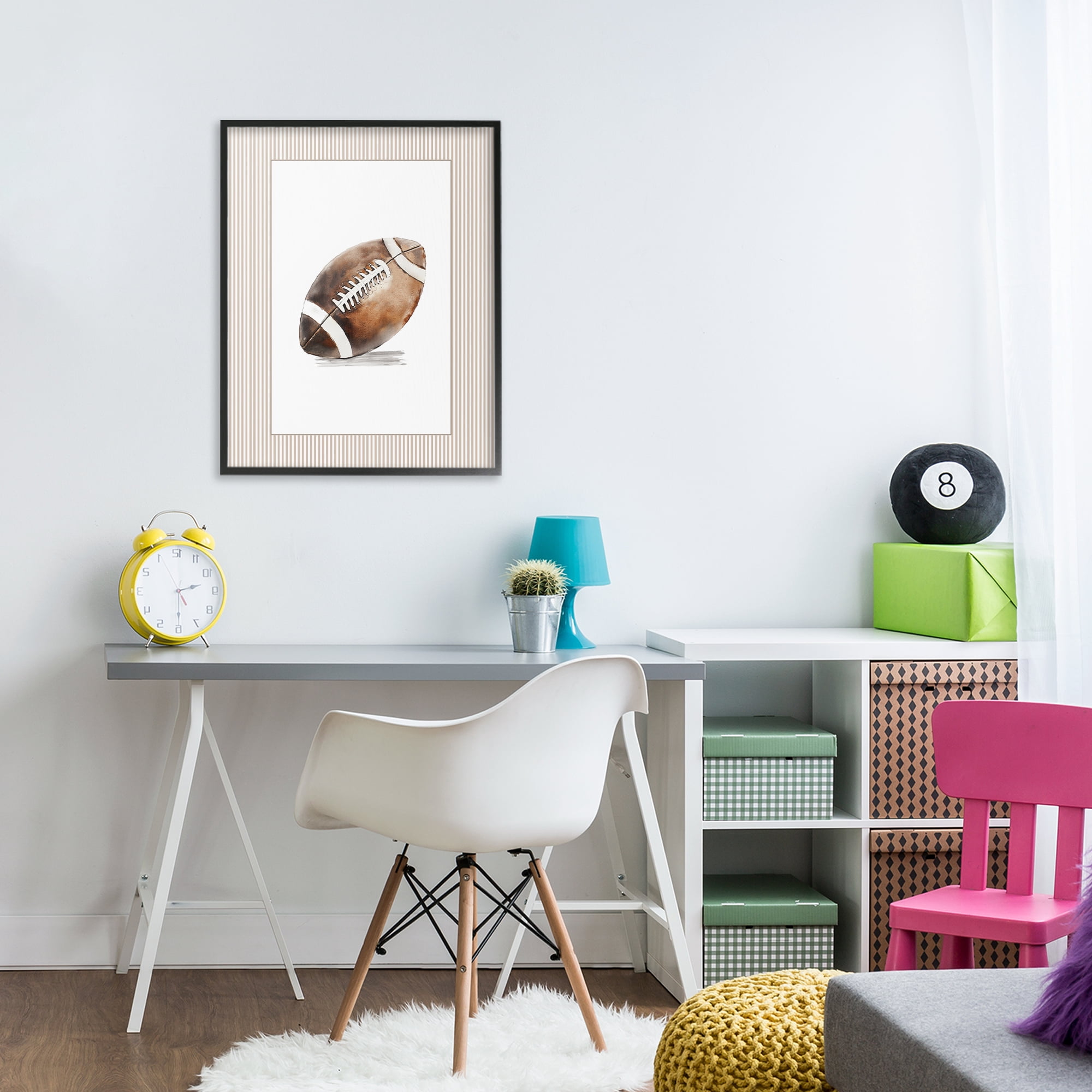 Stupell Industries Vintage Sports Football Black Framed Giclee Art, design by Christine Simpson Art