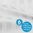 thumbnail image 3 of Dobby Stripe Sheets - 6 Piece 1500 Supreme Collection Fine Brushed Microfiber Deep Pocket Sheet Set - White, Full, 3 of 3