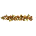 thumbnail image 2 of Northlight Maple Leaves and Berries Artificial Fall Harvest Garland - 5' x 8" - Brown and Orange, 2 of 8