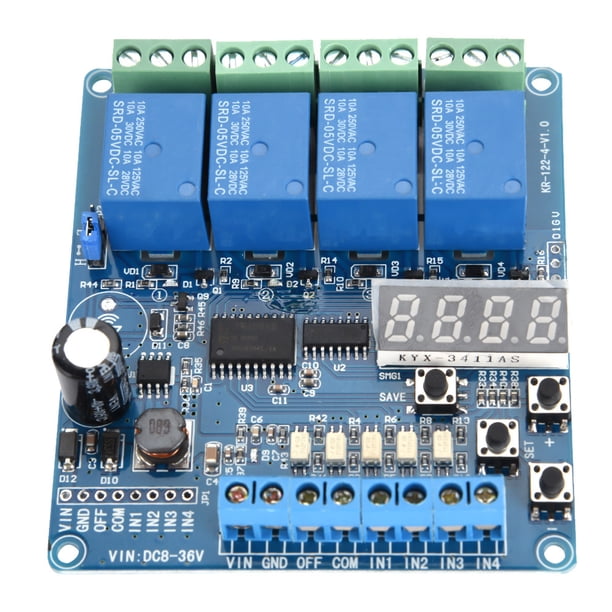 36V 4-Channel Relay Module With Time Delay - 8-36V Wide Voltage Optocoupler Interface Board With 20 Functions