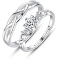 thumbnail image 1 of Anillos a juego para parejas, juego de 2 para mujeres, hombres y niñas, anillo abierto ajustado de plata para alianza de boda, anillo de promesa para amantes del matrimonio, 1 of 4