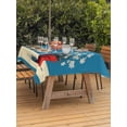thumbnail image 3 of Outdoor Tablecloths with Umbrella Hole & Zipper, Blue Daisy Vase 60 x102 Inch Rectangle Tablecloths, Spring Floral Modern Art Waterproof Table Cloth, Patio/Pool/Picnic Table Covers, 3 of 8