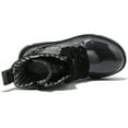 thumbnail image 4 of DADAWEN Boys Girls Ankle Boots Combat Boots Waterproof Boots with Side Zipper Glossy Black 11 Little Kid, 4 of 7