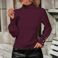 thumbnail image 3 of Duoif Sweaters for Women Trendy Women's Solid Color Pullover Crew Neck Sweater Stripe Knit Fashion Sweater Women's Sweaters Womens Tops Red L, 3 of 8
