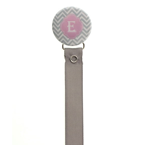 Personalized Initial Grey Chevron Pacifier Clip