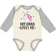 thumbnail image 3 of Inktastic My Oma Loves Me Girl Unicorn Girls Long Sleeve Baby Bodysuit, 3 of 5