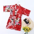 thumbnail image 2 of Toddler Pajamas Girls Boys Toddler Baby Kids Girls Flower Print Silk Satin Kimono Robes Bathrobe Sleepwear Clothes Coat Pjs for Kids, 2 of 9