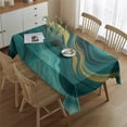 thumbnail image 2 of Teal and Gold Marble Glitter Waves Pattern Rectangle Tablecloth 60"x84",Waterproof Polyester Rectangle Table Cloth, Wipeable Spillproof Polyester Tablecloth for Dining, Camping, Indoor and Outdoor, 2 of 5