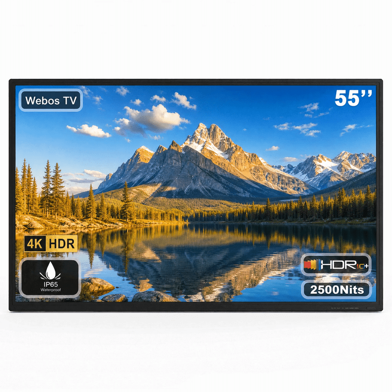 Nexella 55" 4K Smart Outdoor TV, 2500-Nit Ultra Bright Full Sun TV, IP65 Waterproof & Rustproof Aluminum Frame, for Patio, Pool & Backyard, HDR10, Dolby Sound