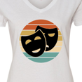 thumbnail image 4 of Inktastic Theater Masks Acting Retro Sunset Women's V-Neck T-Shirt, 4 of 5
