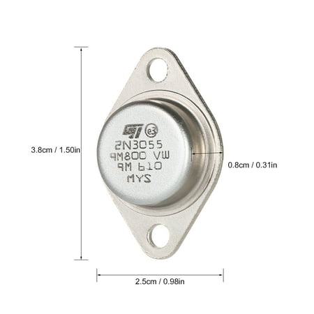 Npn Power Transistor - 5pcs High Quality 2N3055 Power Transistors NPN TO-3 Metal Case 15A/60V Set of 5 Transistors
