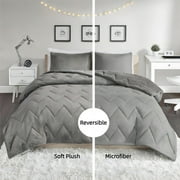 HOME ESSENCE APARTMENT Intelligent Design Grey Twin/Twin XL Comforter Set Cozy Soft Reversible Lightweight Down Alternative, 2 Piece Quilted