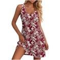thumbnail image 2 of Axiiglly Summer Dresses for Women Floral V Neck Sleeveless Peasant Flowy Beach Mini Sundresses with Pockets 2026, S-2XL, 2 of 6