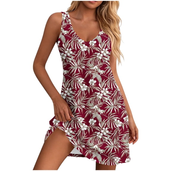 Livrdious Floral Dresses for Women Summer Boho V Neck Sleeveless Tank Dress with Pockets, A-Line Loose Fit Swing Sundress Casual Beach Vacation