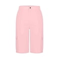 thumbnail image 4 of Women's Bermuda Shorts with Pocket, High Waist Relaxed Fit Utility Bottoms, Plain Casual Summer Wear for Outdoor Daily, 4 of 5