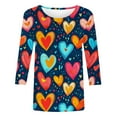 thumbnail image 4 of RKSTN Valentines 3/4 Sleeve Tops for Women Oversized Crewneck Valentine's Day Graphic Printed Short Sleeve T Shirt Womens Casual Round Neck Loose Comfy Loves Heart Print Three Quarter Sleeve Shirts, 4 of 6