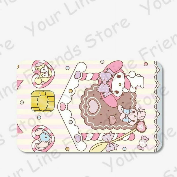 Pegatinas Kawaii Sanrioed My Melody Littletwinstars Diy para tarjetas, pegatinas impermeables de Anime para tarjetas de juego de crédito pequeñas, cubierta de película de piel