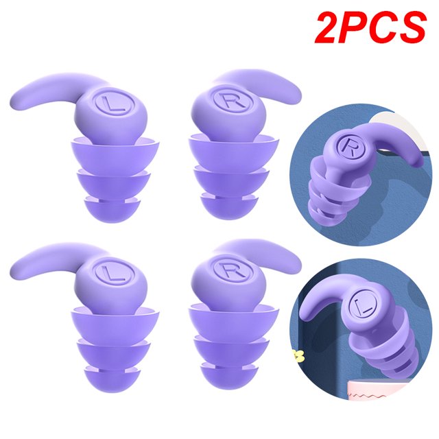 1 Par Tapones para Los Oídos Silicona Resistentes Al para Dormir Con Ruido para Nadar (púrpura)