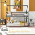 thumbnail image 3 of Bellemave Wooden House Bunk Bed, Twin Over Twin Low Bunk Bed with Ladder,  Floor Bunk Bed for Teen Bedroom (Gray), 3 of 10
