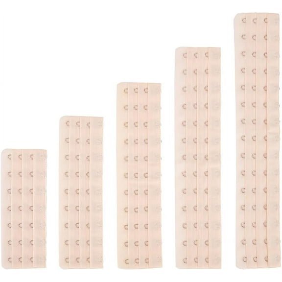8 Pcs 5 Sizes White Apricot Elastic Corset Extender Elastic Corset Extender Back Bra Adjuster with Stainless Steel Rings and Hooks for Corsets Underwear Extension