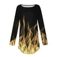 thumbnail image 4 of QATAINLAV Long Sleeve Blouses for Women 2024 Fall Fashion Flame Printed Pullover Loose Fit Crewneck Plus Size Tunic Tops T Shirts Yellow XXL, 4 of 6