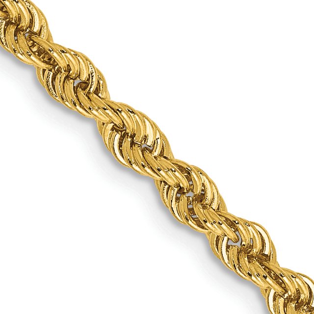 14k Yellow Gold 16 Inch 3mm Rope Chain Necklace Pendant Charm