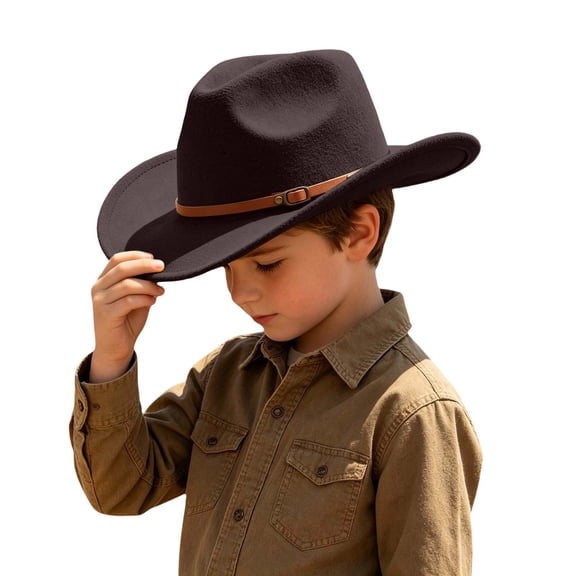 Kids' Cowboy Hat Wide Brim Banded Edge Band Soft Feel Touch Cap Retro Western Basic Hat