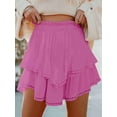 thumbnail image 3 of Boho Ruffle Tiered Skorts High Waist Mini Skirts Bright Pink L, 3 of 4