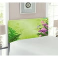 thumbnail image 2 of Mushroom Headboard, Magic Landscape with Mushrooms Flowers in the Fresh Forest Ferns Cartoon Print, Upholstered Decorative Metal Bed Headboard with Memory Foam, Twin Size, Green Purple, by Ambesonne, 2 of 4