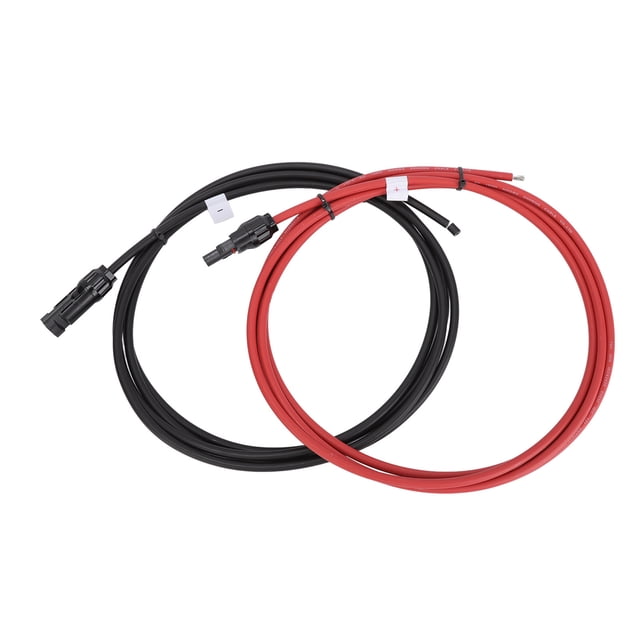Uadme Cable de extensión de Panel Solar de 3 Metros Cables de Cobre conectados Equipo de Cable Solar fotovoltaico para Equipo de Cable Solar fotovoltaico Negro Rojo