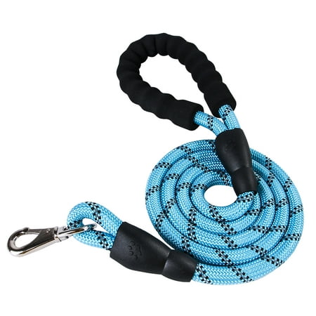 1.5m Nylon Round Reflective Dog Leash with Comfortable Padded Handle Night Safety Pulling Rope Training Walking Leash Pet