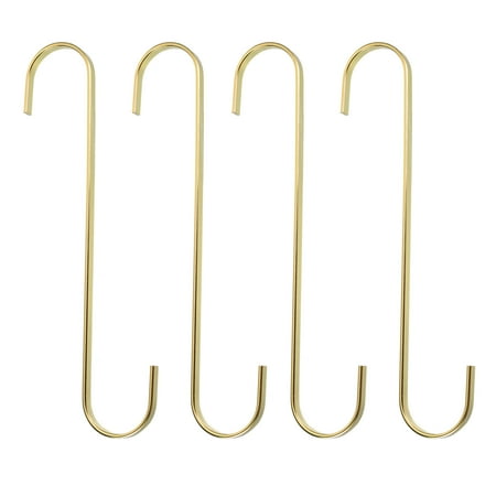 

Uxcell 4Pcs 7.9 Inch Flat S Hooks Hanging Hook for Home Kitchen Storage 7.6mm Gold