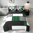 thumbnail image 3 of Manfei Abstract Grid Twin Bedding, Forest Green Checkered Bedding Comforter Set, Black Reversible 7 Pieces, 3 of 6