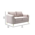 thumbnail image 5 of Jace 60 Inch Loveseat, Beige Polyester, Gold Metal Legs, Loose Pillow Back- Saltoro Sherpi, 5 of 5