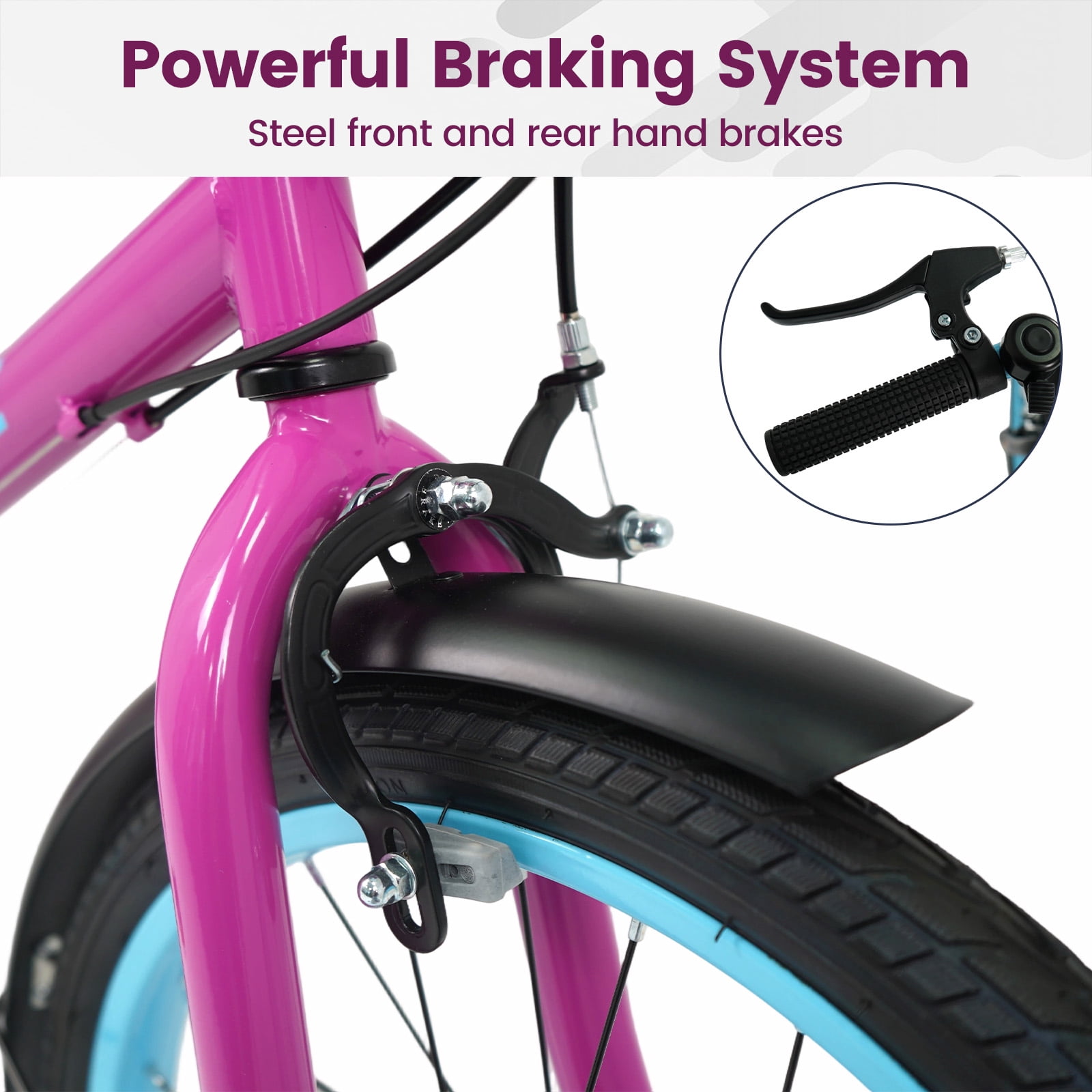 OLAKIDS Mountain Bike, 20 Inch Bicycle with 7 Lighting Modes Bluetooth Music 6 Speed Drivetrain