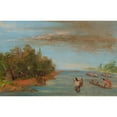 thumbnail image 2 of George Catlin 14x11 Black Ornate Wood Framed Double Matted Museum Art Print Titled: Sac and Fox Sailing in Canoes (1837-1839), 2 of 5