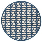 SAFAVIEH Courtyard Tranter Geometric Fish Indoor/Outdoor Runner Rug, 2 ...