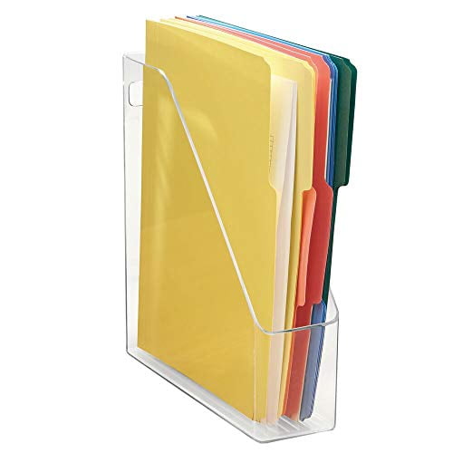 mDesign Plastic Sturdy File Folder Bin Storage Organizer Vertical with Handle Holds