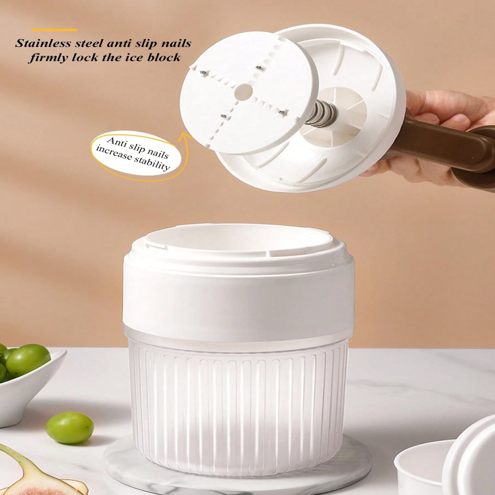 StlyGar Ice Maker Manual Ice Crusher,Snow Cone Machine Household Mini Portable Ice Shaver for Snow Cone