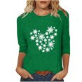thumbnail image 1 of Fiudx Ofertas y Liquidaciones Camiseta de Manga 3/4 con Cuello Redondo y Estampado Navideño para Mujer, Jersey con Cuello Redondo, Top/Camisa de Manga Larga con Cuello Redondo, 1 of 3