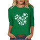 thumbnail image 1 of Puntoco Camiseta de mujer con cuello redondo, manga 3/4 y estampado navideño, jersey de cuello redondo, camiseta de manga larga con cuello redondo, 1 of 3
