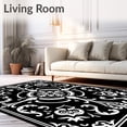 thumbnail image 2 of ODIKA 9'x12' Machine Washable Non-Slip Area Rug, Vintage Damask Scroll with Elegant Vine Details High Traffic Rug, Black, 554149, 2 of 7