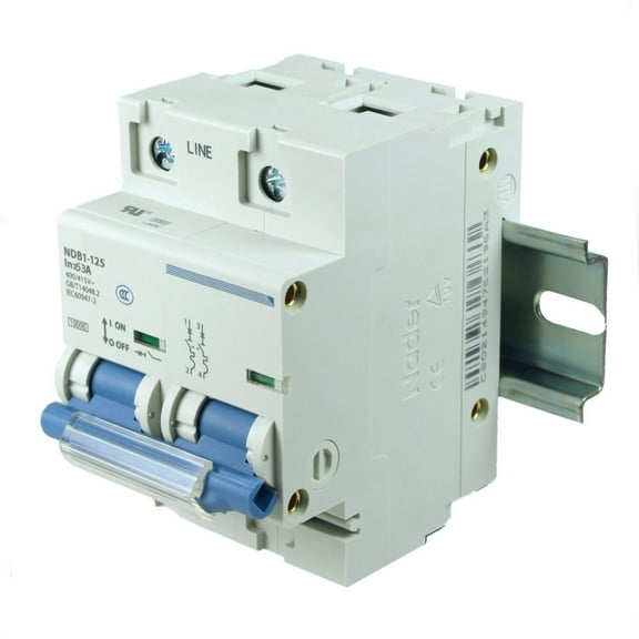 63A, 480V AC, 60V DC, 2 Pole, DIN Rail Mount Miniature Circuit Breaker, Trip Curve: C, UL1077