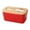 A004- Red, variant on Kitchen Organization and Storage, 6.5X4X3 Inch Black Ceramic Butter Holder with Bamboo Lid, Included Smooth Grip Butter Model with Storage Slot, Sealed Countertop Butter Crock